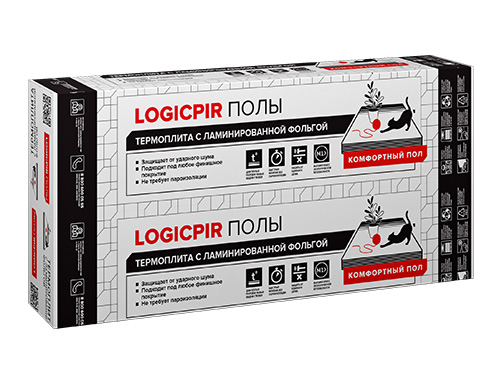 Утеплитель/Теплоизоляция LOGICPIR Полы ФЛ/ФЛ L- 1,90х0,6х50, Технониколь, PIR-плита теплоизоляционная с Г-образной кромкой